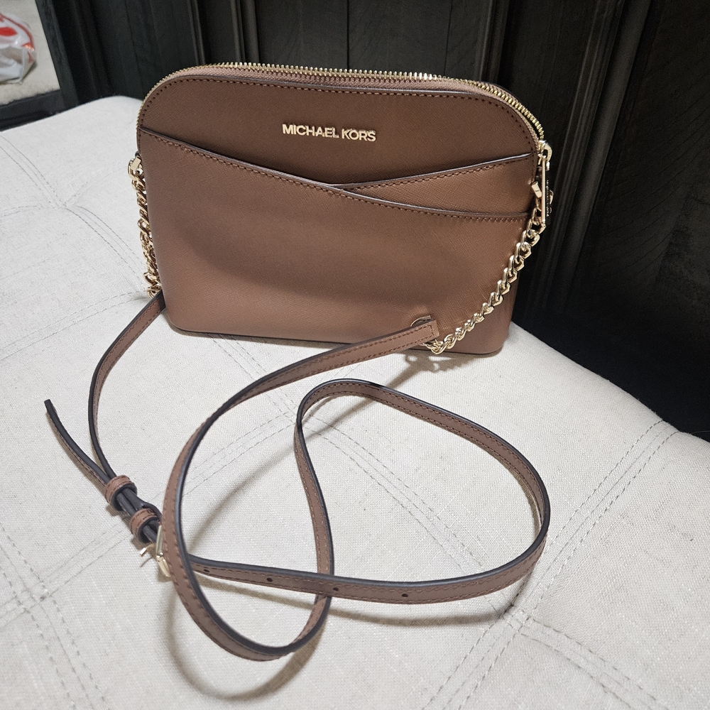 Michael Kors Tan Crossbody Bag with Gold Chain